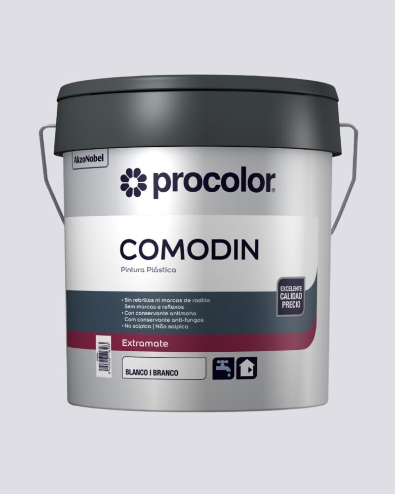 Pintura Plástica Extra‑Mate COMODÍN PROCOLOR Branco Interior/Exterior 15 L Alta Cobertura Lavável Efeito Liso – Fabricado em Portugal