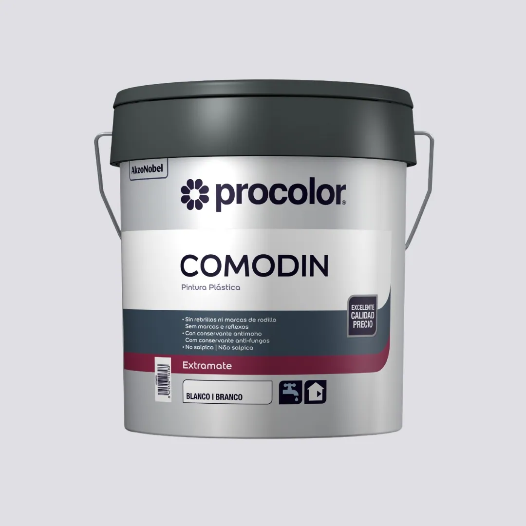 Pintura Plástica Extra-Mate COMODÍN PROCOLOR Branco Interior/Exterior Alta Cobertura Lavável Efeito
