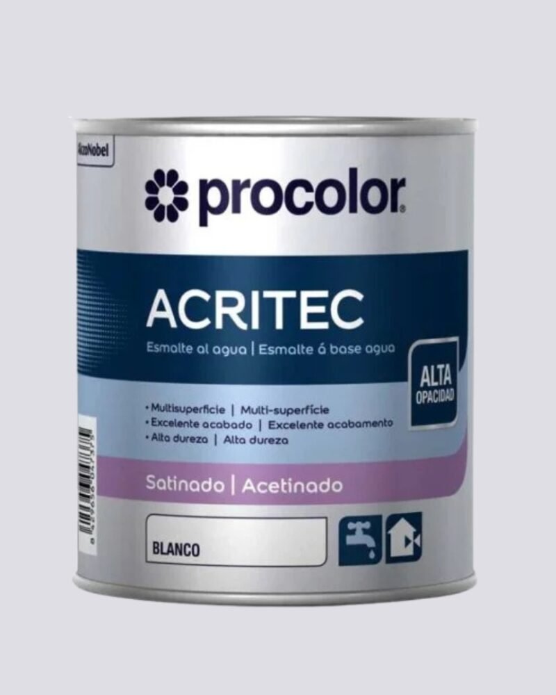 Tinta Esmalte Acrílico ACRITEC Acetinado Branco PROCOLOR Multi‑Superfícies Interior/Exterior Secagem Rápida Alta Opacidade – Qualidade Profissional PROCOLOR