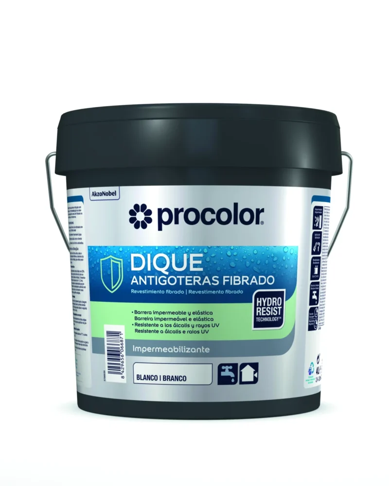 Dique Antigoteras Fibrado PROCOLOR – Impermeabilizante Elástico com Fibras para Reforço Estrutural e Reparação de Coberturas – Fabricado com Excelência