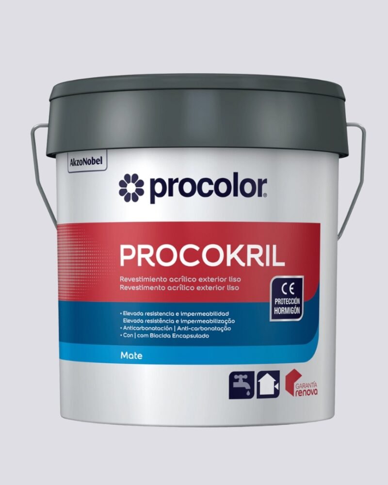 Tinta Acrílica Exterior LISA PROCOKRIL – PROCOLOR | Alta Resistência, Impermeável, Anti-Carbonatação com Biocida Encapsulado, Acabamento Mate Duradouro