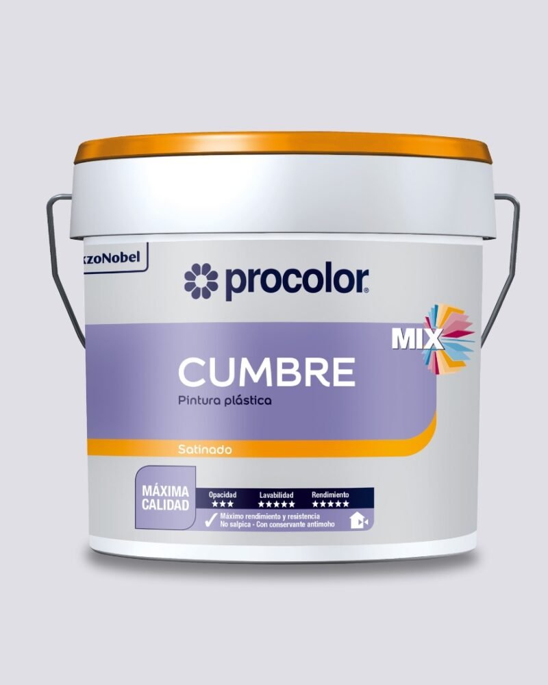 Tinta Plástica Acetinada CUMBRE Mix Interior/Exterior – PROCOLOR | Alta Opacidade, Máxima Lavabilidade, Anti-Bolor, Fácil Aplicação