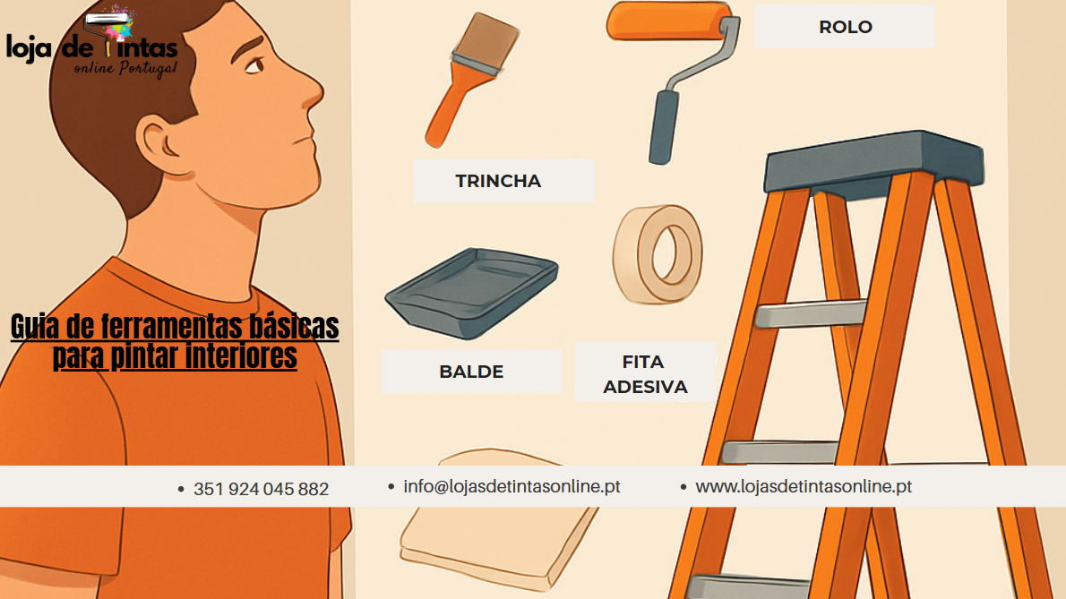Conjunto de ferramentas essenciais para pintar interiores.
