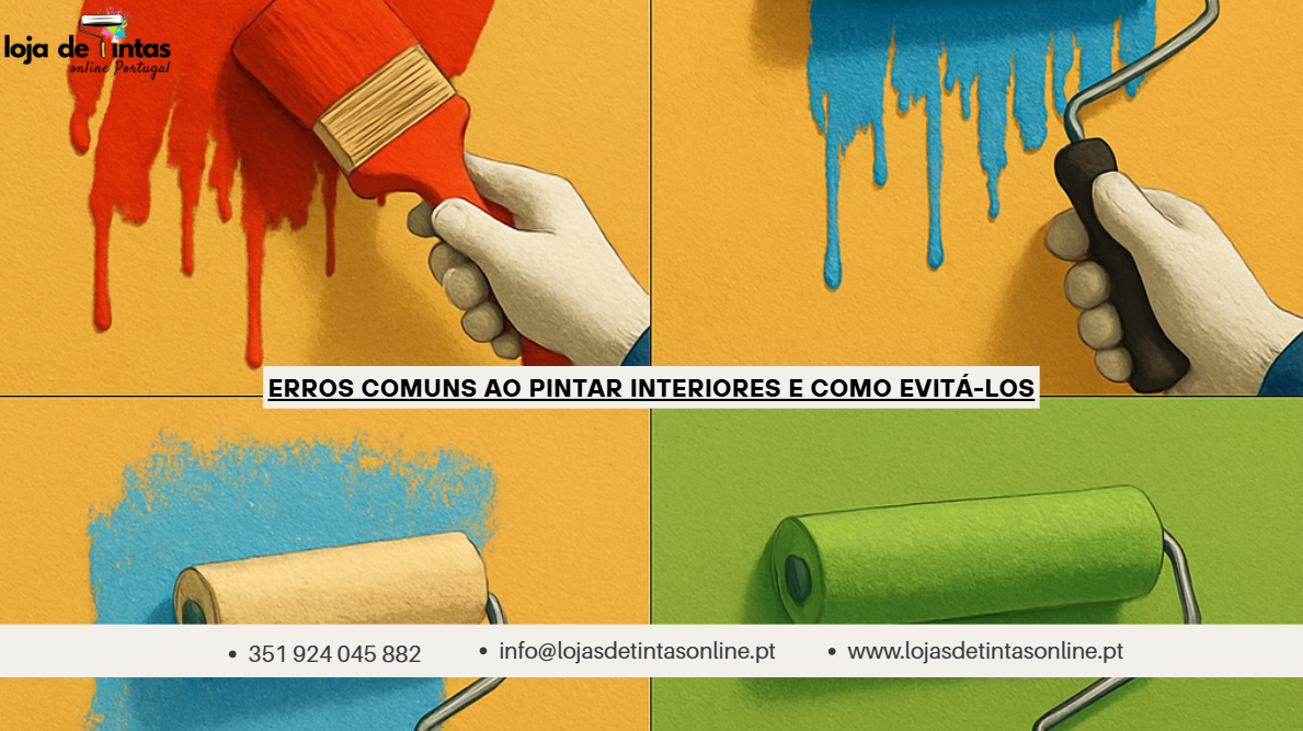 Erros frequentes na pintura de interiores e formas de os evitar.