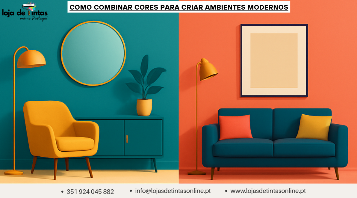 Combinação de cores modernas para criar ambientes contemporâneos.