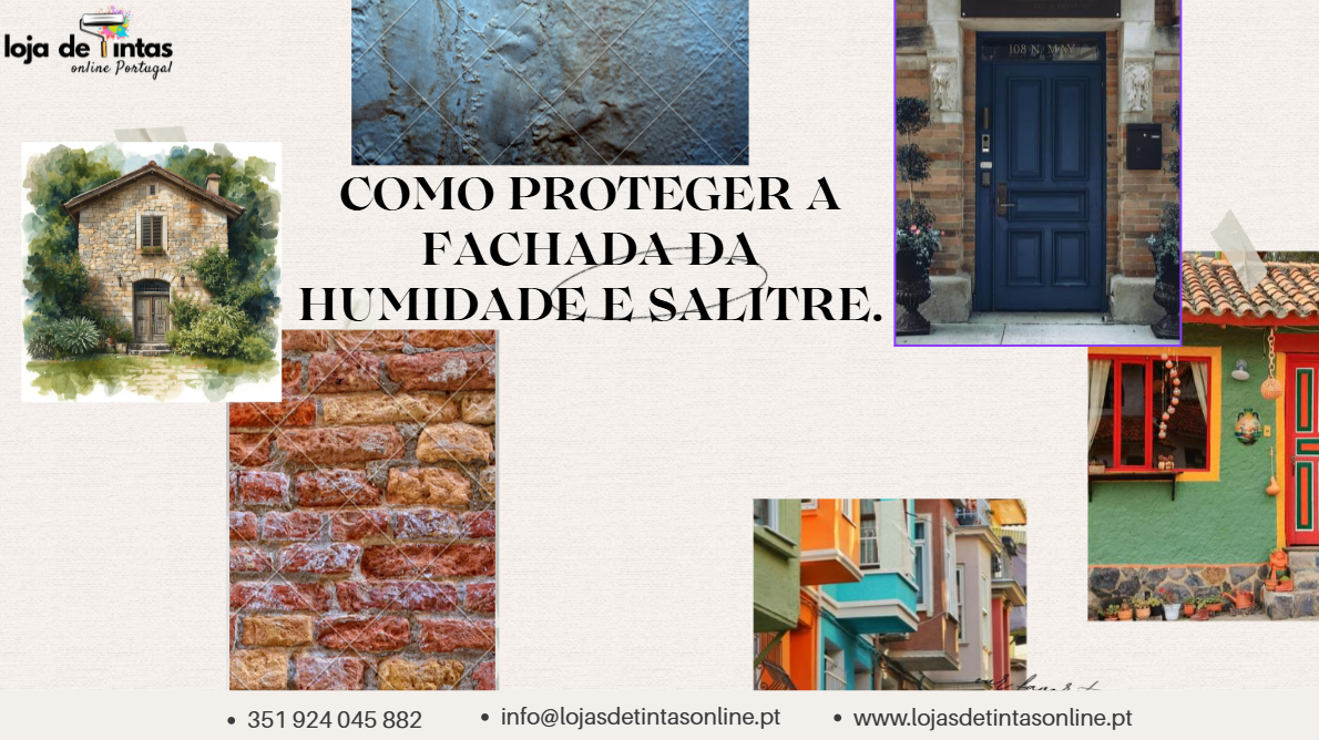 Fachada de edifício tratada para prevenir humidade e salitre.