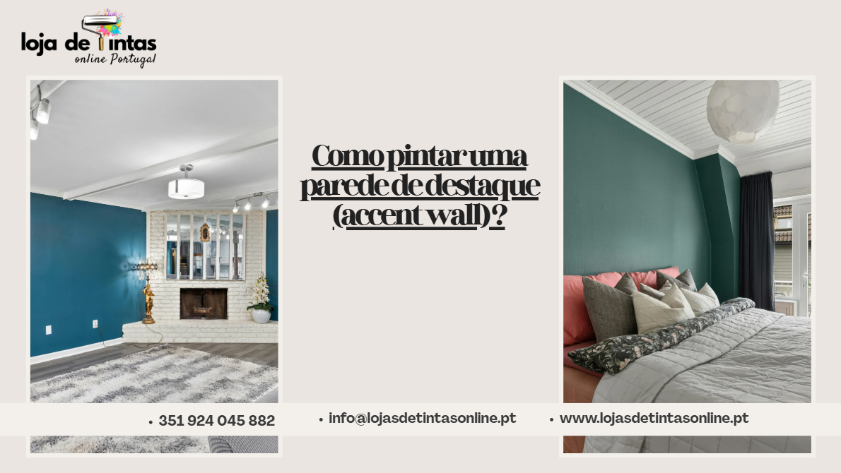 Parede de destaque pintada com cor contrastante numa sala moderna.