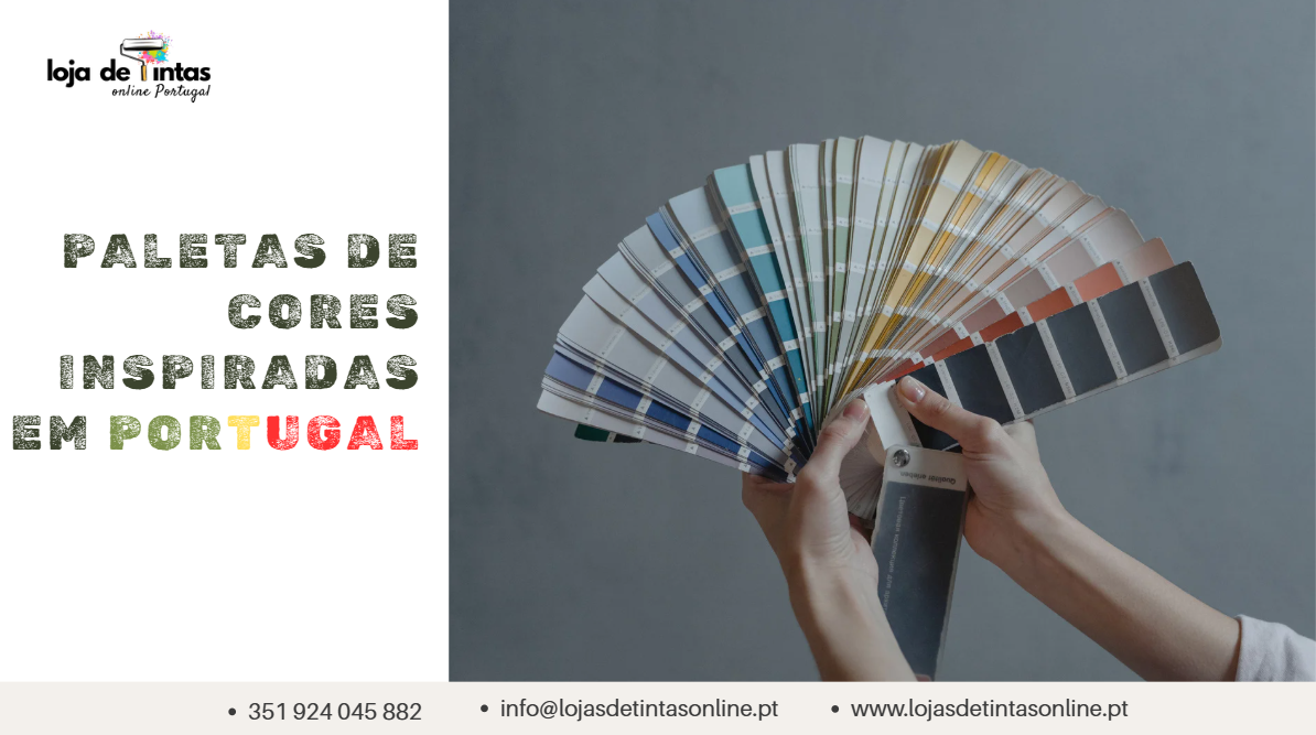 Paleta de cores inspirada nas paisagens, azulejos e arquitetura tradicional de Portugal.