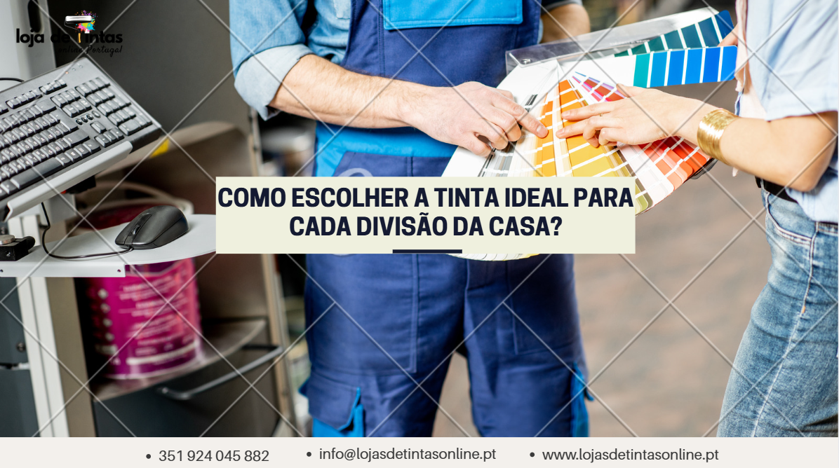 Diferentes latas de tinta para cada divisão da casa, destacando tipos e acabamentos.