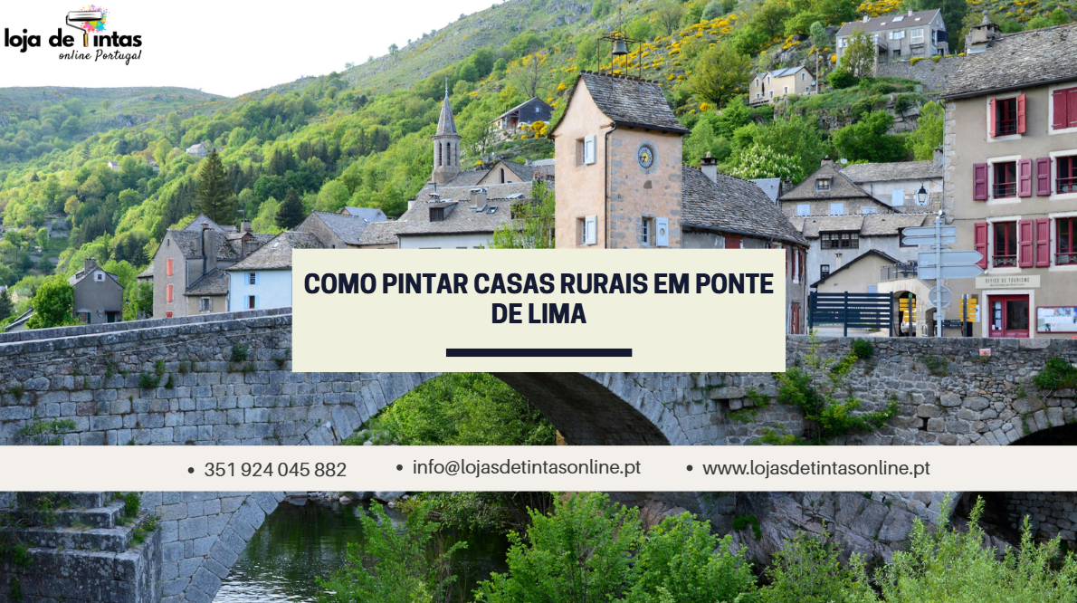 Pintura de casas rurais tradicionais em Ponte de Lima.
