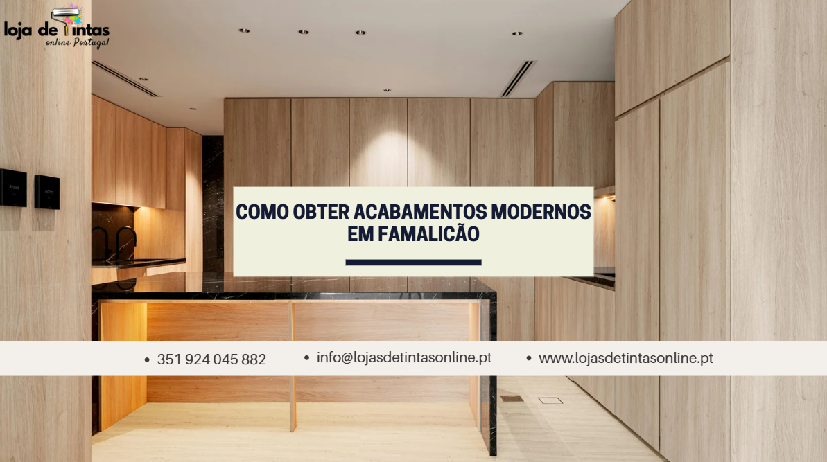 Exemplos de acabamentos modernos para interiores e exteriores em Famalicão.