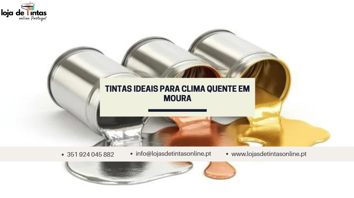 Seleção de tintas ideais para climas quentes como o de Moura — resistentes e duradouras.