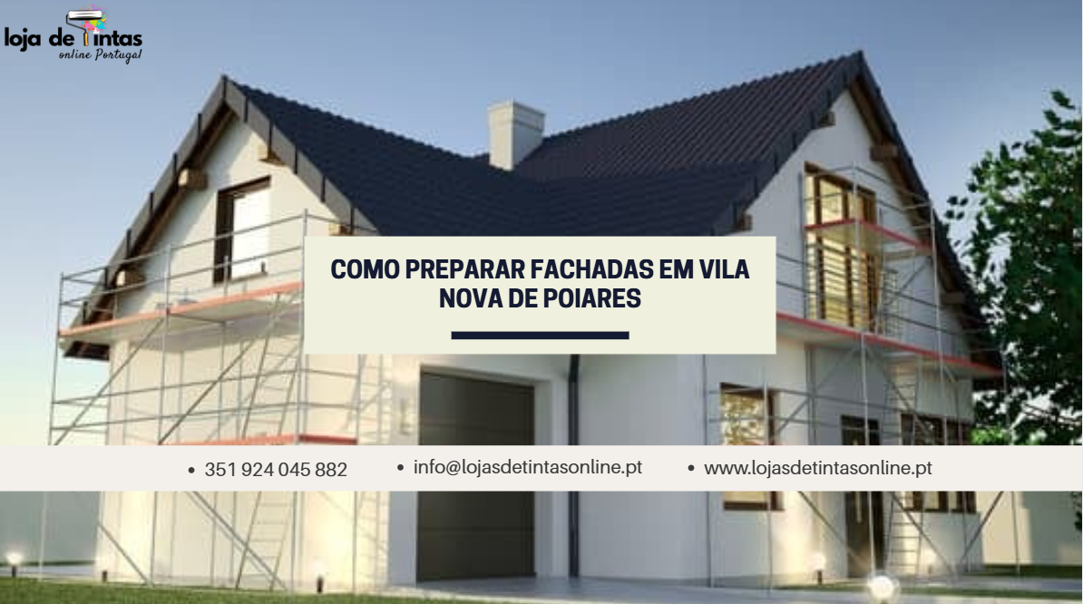 Preparação de fachadas em Vila Nova de Poiares antes da pintura, incluindo limpeza e reparações.